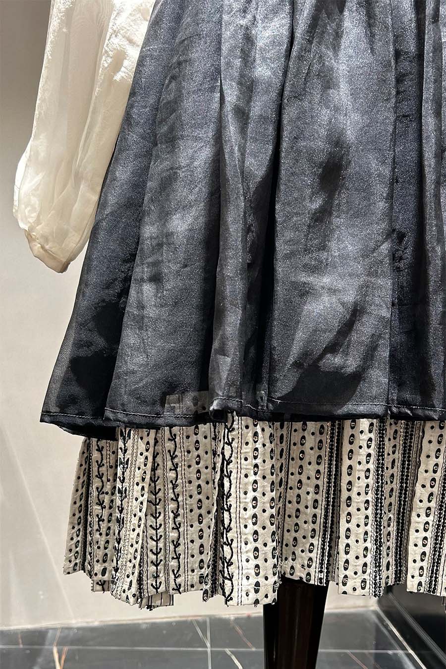 Black & White Silk Embroidered Dress