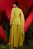Lime green Georgette embroidered Sharara Set