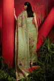 Pista green Organza Silk Hand Embroidered Saree Set