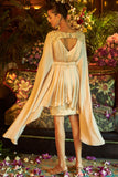 Beige silk Satin pleated Kaftan Dress