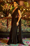 Black georgette embroidered drape saree set